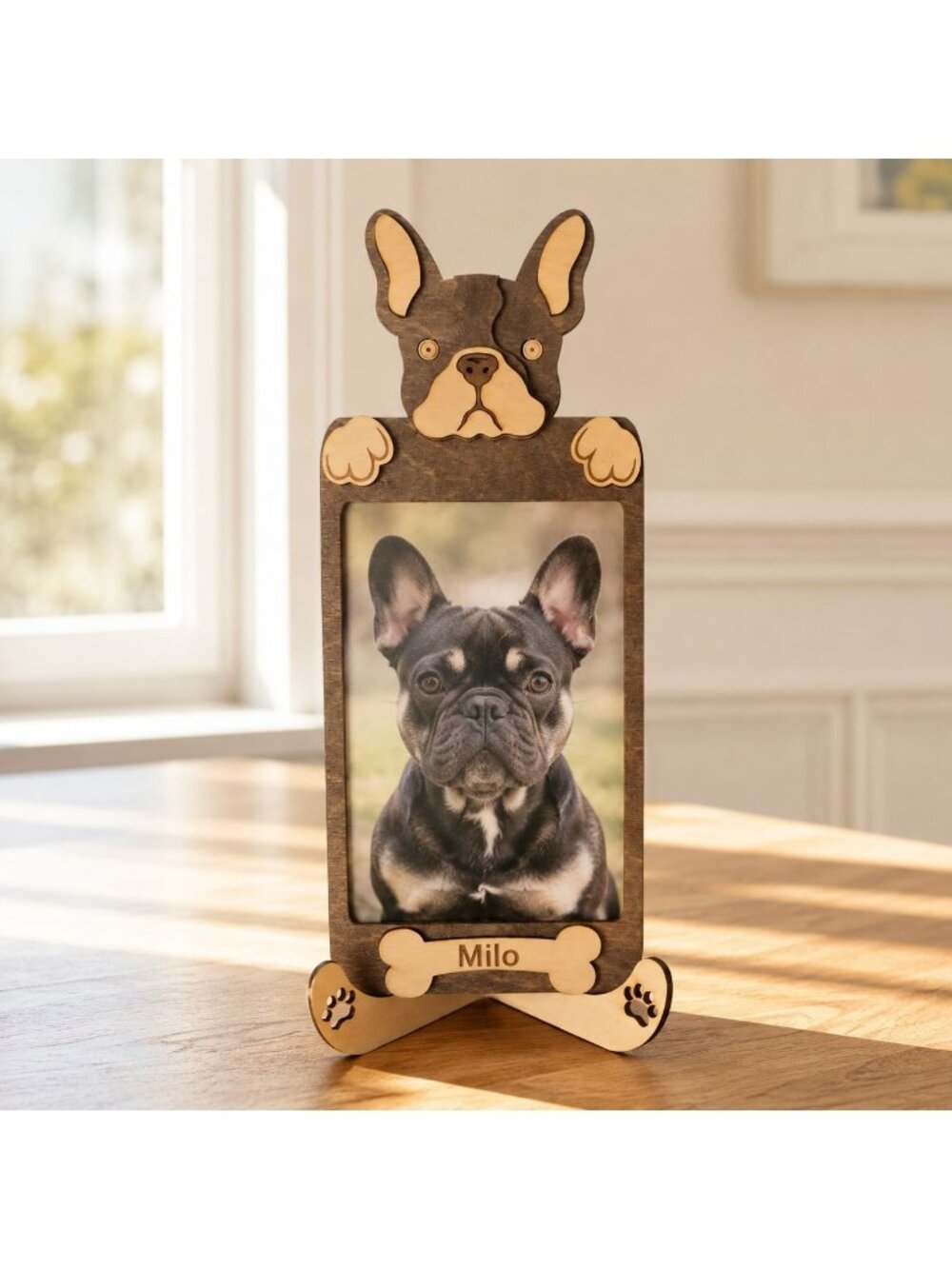 Personalized French Bulldog Photo Frame & Stand Custom Dog Gift 6x4" Photo